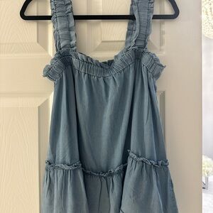 NWT Blu Pepper Ruffled Blue Tank Top